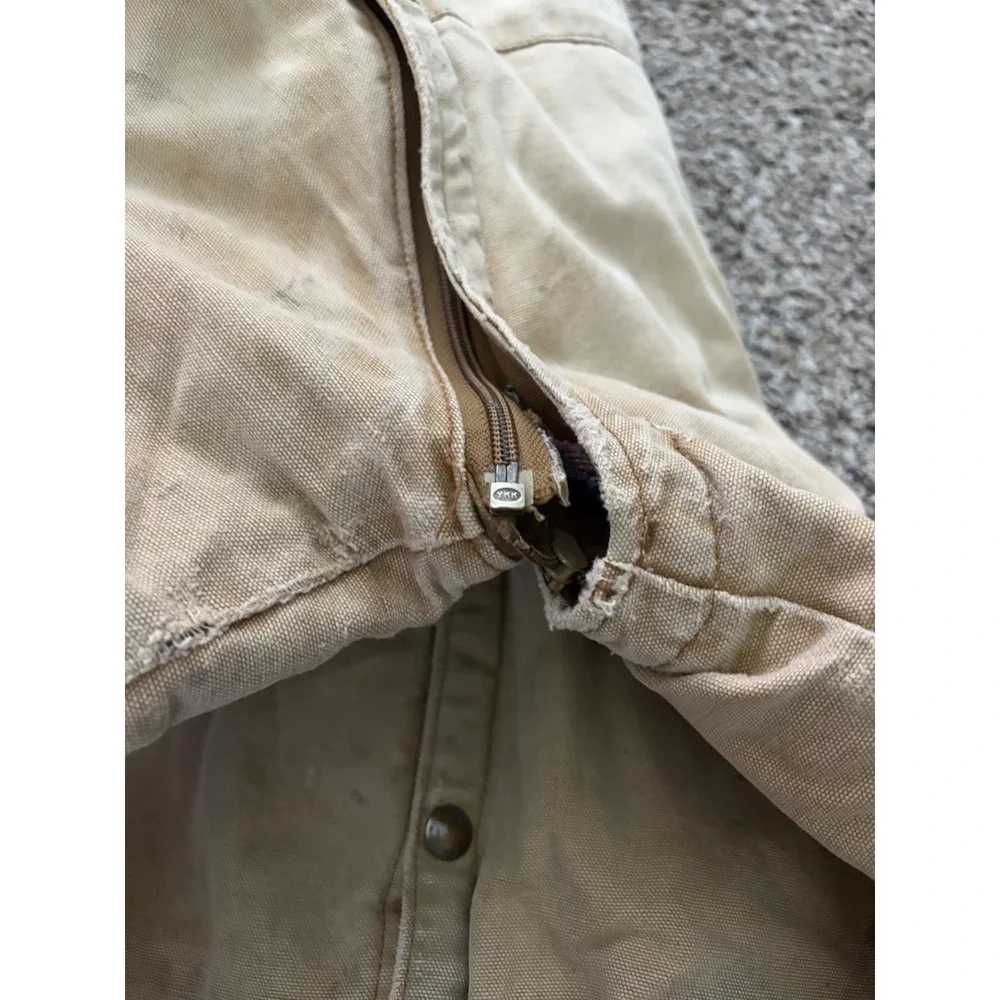 Pella Big Dutch Canvas Work Coat Distressed Flannel Lined Convertible Large USA